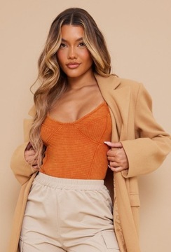 BODY DAMSKIE POMARAŃCZOWE PRETTYLITTLETHING