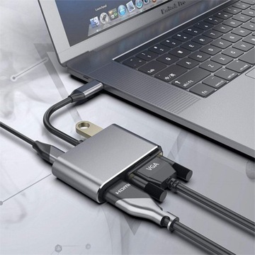 HUB USB-C ADAPTER HDMI 4k VGA USB 3.0 PD