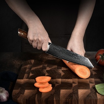 ПРОФЕССИОНАЛЬНЫЙ ЯПОНСКИЙ ШЕФ-НОЖ ДАМАСКСКАЯ СТАЛЬ + НОЖ ДЛЯ ЗАТОЧКИ YD201-22