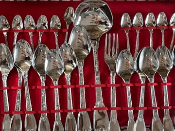 Stare sztućce Vintage zestaw 51 elementów Silver Plated A800