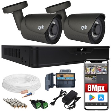 MONITORING DO DOMU FIRMY 2 KAMERY GRAFITOWE 8MPX UHD 4K IR20 APLIKACJA P2P