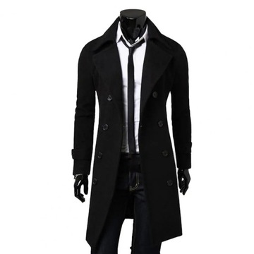 Autumn Winter Long Trench Coat Double-breasted Sol