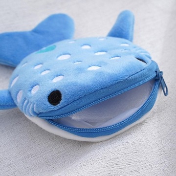 Плюшевая сумка Shark Coin Bag с брелоком на молнии, синяя