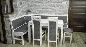 КУХОННЫЙ УГОЛ N8 КУХОННЫЙ ГАРБЕКТОР БЕЛЫЕ стулья