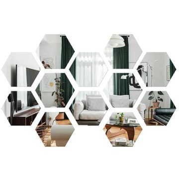 Dekoracyjne Lustro Akrylowe Plaster Miodu Hexagon Hexa 10cm komplet 12 szt.
