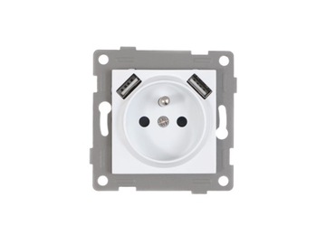 Gniazdko elektryczne pojedyncze 2x USB Białe