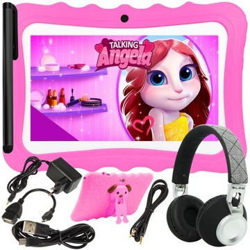 ZESTAW TABLET ŁADOWARKA SŁUCHAWKI ETUI ZABAWKI GRY