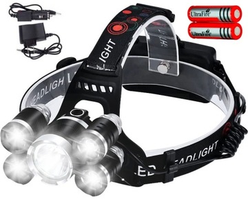МОЩНАЯ ФАРА 5 x LED T6 АККУМУЛЯТОРНАЯ ФАРА CREE