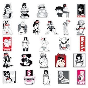 Naklejki Sexy Waifu Anime MIX 25 sztuk
