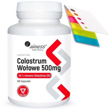 Aliness Colostrum Wołowe SIARA IG 40% 500 mg x 100 kaps.