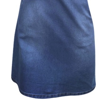Damska sukienka jeansowa z dekoltem w kształcie litery V, wąska, obcisła spódnica z krótkim rękawem, ciemnoniebieska M