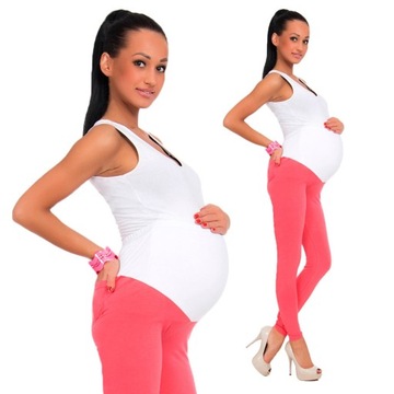 LEGGINSY CIĄŻA BAWEŁNA PANEL KIESZEŃ LCK 2XL