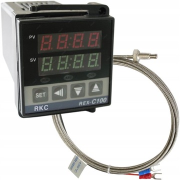 REGULATOR TEMPERATURY NAPIĘCIA REX-C100FK02-M*AN+ CZUJNIK PT100 M8 450°C 2m