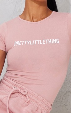 PRETTYLITTLETHING BODY RÓŻOWE Z NADRUKIEM L EKC