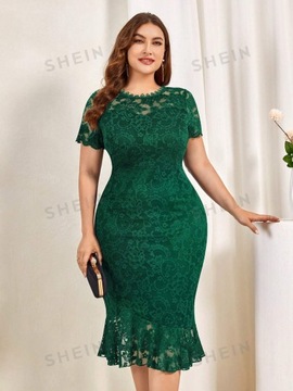 ЭЛЕГАНТНОЕ ЖЕНСКОЕ КРУЖЕВНОЕ ВЕЧЕРНЕЕ ПЛАТЬЕ МИДИ, КОМФОРТНАЯ ВЕСНА