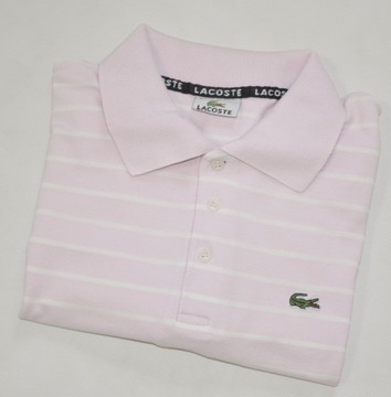 LACOSTE koszulka polo męska różowa paski 6 jak XL