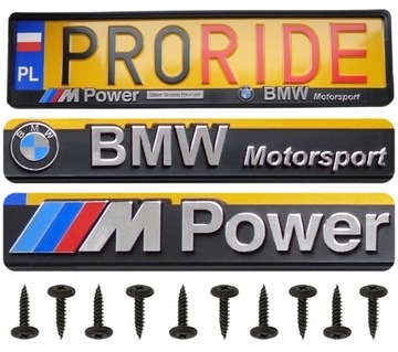 2x 3D РАМКА НОМЕРНОГО ЗНАКА BMW M POWER MOTORSPORT + ВИНТЫ