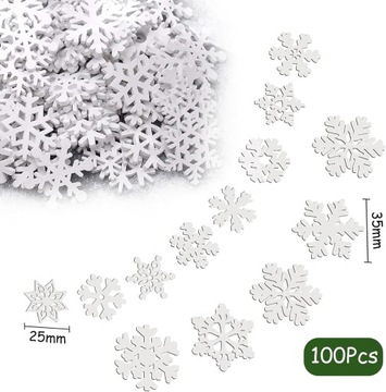 100 шт. белые деревянные снежинки разной формы