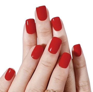 PAZNOKCIE SZTUCZNE TIPSY KWADRAT CZERWONE Z KLEJEM 24SZT