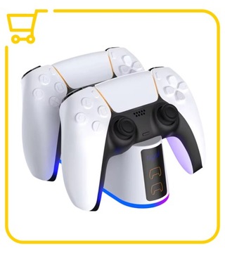 Зарядная станция Контроллер PlayStation 5 Зарядное устройство Белые светодиодные световые эффекты