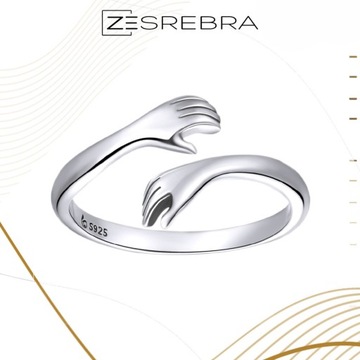 КОЛЬЦО ДЛЯ ОБЪЕМОВ РУКИ, серебро 925 пробы, регулируемое серебряное обнимание, пр. 925