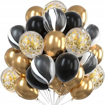 ŚLUB WESELE Balony zestaw 30szt urodziny konfetti