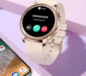 Damski Smartwatch Zegarek Funkcja Rozmowy Menu PL Okrągły Gładki AMOLED