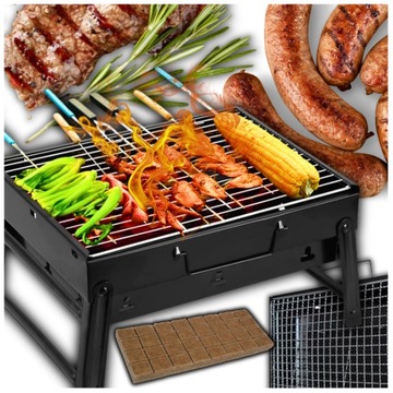 GRILL OGRODOWY TURYSTYCZNY PRZENOŚNY WALIZKA Z UCHWYTEM PRZENOŚNY GRILL