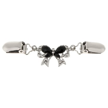 Rhinestone Osłony swetra Klips Szal Kołnierzyk koszuli Pin Czarny