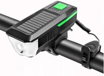 ROWEROWA SOLARNA LAMPKA LED USB+KLAKSON