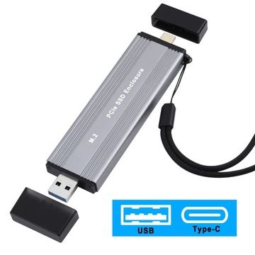 OBUDOWA DYSKU M.2 NVME PCIE SSD USB3.2 PODWÓJNE ZŁĄCZE GEN2+TYPE-C