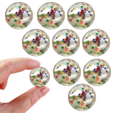 10x PIŁECZKA PIŁKA KULKA KAUCZUKOWA GWIAZDKI SKACZĄCA SENSORYCZNA 27mm