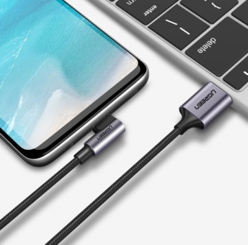 UGREEN СИЛЬНЫЙ КАБЕЛЬ USB USB-C ТИП C УГЛОВОЙ КАБЕЛЬ 90 ГРАДУСОВ QC 3.0 3A 1M