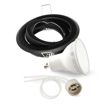 Zestaw oprawa halogenowa LUMO1 mat czarny + LED GU10 5W zimnobiała