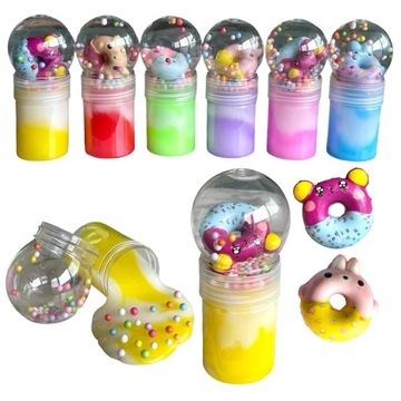SLIME KOLOROWY GLUTEK MASA SENSORYCZNA SLAJM + SQUISHY GNIOTEK