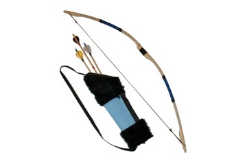 Łuk drewniany niebieski 115cm kołczan 3 strzały