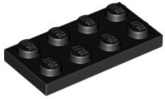 LEGO PŁYTKA 2X4 - CZARNA NR. 3020 - 10 SZT.