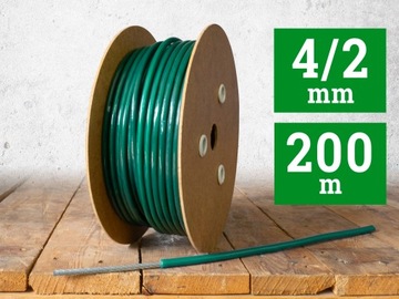 Linka lina stalowa w PCV 2/4mm 200m zielona 1x19