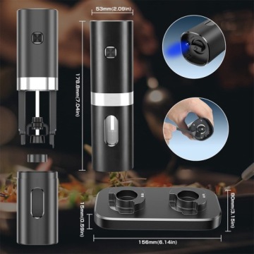 ЭЛЕКТРИЧЕСКАЯ МЕЛЬНИЦА ДЛЯ СПЕЦИЙ×2 С РЕГУЛИРУЕМОЙ ТОЛЩИНОЙ USB-СВЕТОДИОДОМ