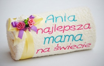 Prezent na DZIEŃ MAMY Ręcznik z Haftem Imieniem