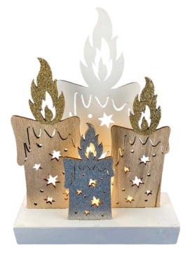 РОЖДЕСТВЕНСКИЙ КРЕМОВЫЙ ДЕРЕВЯННЫЙ ОРНАМЕНТ, КУХНЯ, СВЕТОДИОДНЫЕ УКРАШЕНИЯ