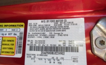 Ford Fusion 2020 Ford Fusion 2020r, 1.5 Benzyna. Uszkodzone prawy bok. Jezdzi. 1.5 Benzyna, zdjęcie 19