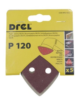 ШЛИФОВАЛЬНАЯ БУМАГА НА ВЕЛКРО DELTA IRON 93 x 93мм ДЛЯ ШЛИФОВАЛЬНОЙ МАШИНЫ 120 гр 5шт.