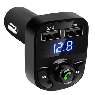 FM-передатчик, зарядное устройство Bluetooth MP3, 2 порта USB
