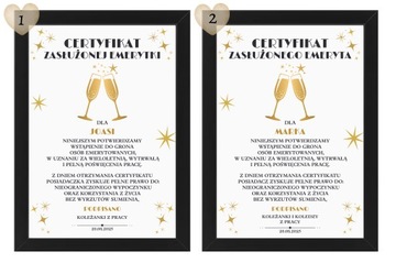 Пенсионный пенсионер Сертификат Пенсионный подарок кадра A4 Сувенир