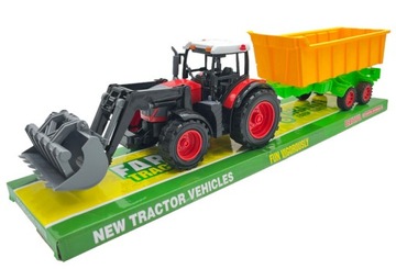 DUŻY TRAKTOR Z PODNOŚNIKIEM I PRZYCZEPĄ + NAPĘD 60CM