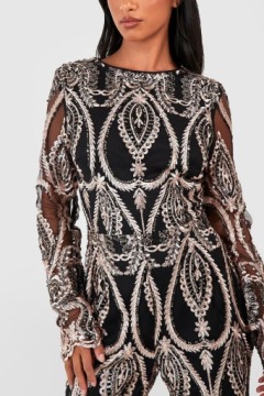 LC82218 BOOHOO PETITE ЭЛЕГАНТНЫЙ, БОГАТО УКРАШЕННЫЙ БЛЕСТКАМИ КОМБИНЕЗОН (2) M