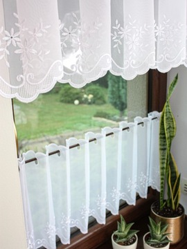 Заздростка Вуаль белая Штора с вышивкой для кухни, высота 90 см