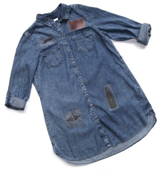 LINDEX NIEBIESKA JEANSOWA SUKIENKA SZMIZJERKA LUŹNA KIESZENIE OVERSIZE 46