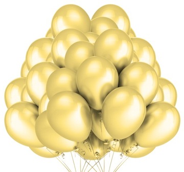 BALONY METALICZNE JASNE ŻÓŁTE Urodziny 30cm 50 szt